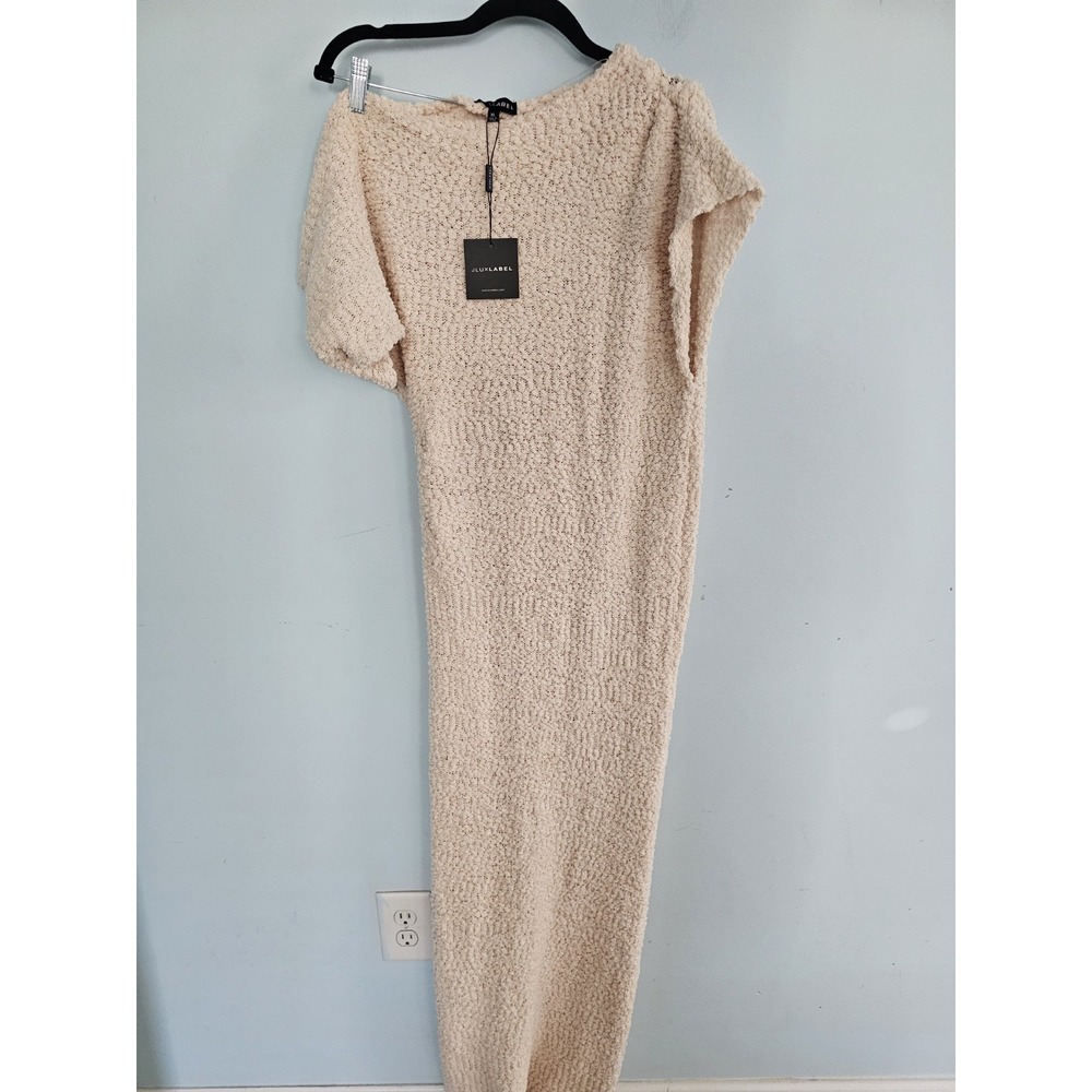 Juxlabel Off Shoulder Cream Quiet Luxury Sweater Dress Size XL